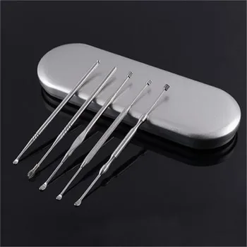 

Stainless Steel Ear Spoon 5-piece Set Not Hurt Relaxed Comfortable Ear Spoon Set Clean Thoroughly Easy To Use Earwax Clean Set