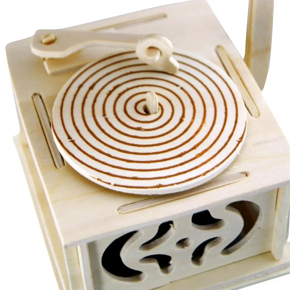 Kuulee DIY Gramophone Music Box Phonograph Music Box Creative Manual Toy Diy Assembled Phonograph Music Box