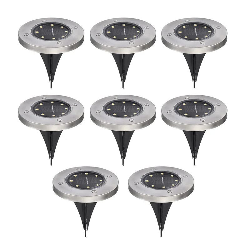 

8 LEDs Solar Lamp Garden Pathway Deck Solar Powered Ground Buried Light for Home Yard Driveway Road Lawn Lamp Waterproof 8 pcs