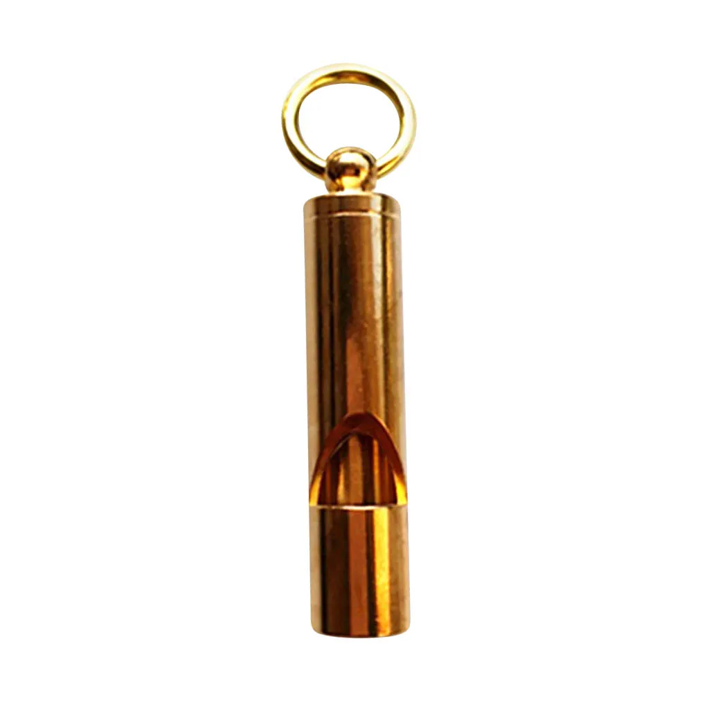 Brass Whistle, Outdoor Survival Whistle Tool Key Ring Pendant for Climbing Hiking Fishing Diving