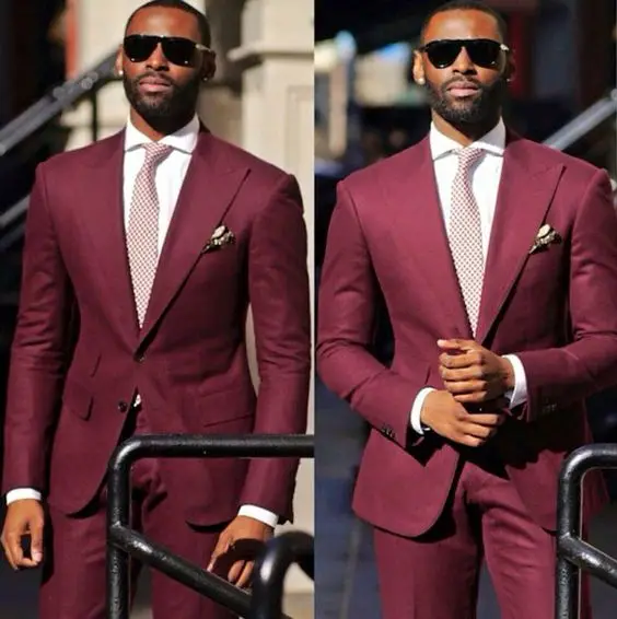

Latest Coat Pant Designs Burgundy Men Suit Jacket Groom Style Suits Slim Fit 2 Piece Tuxedo Custom Prom Blazer Masculino