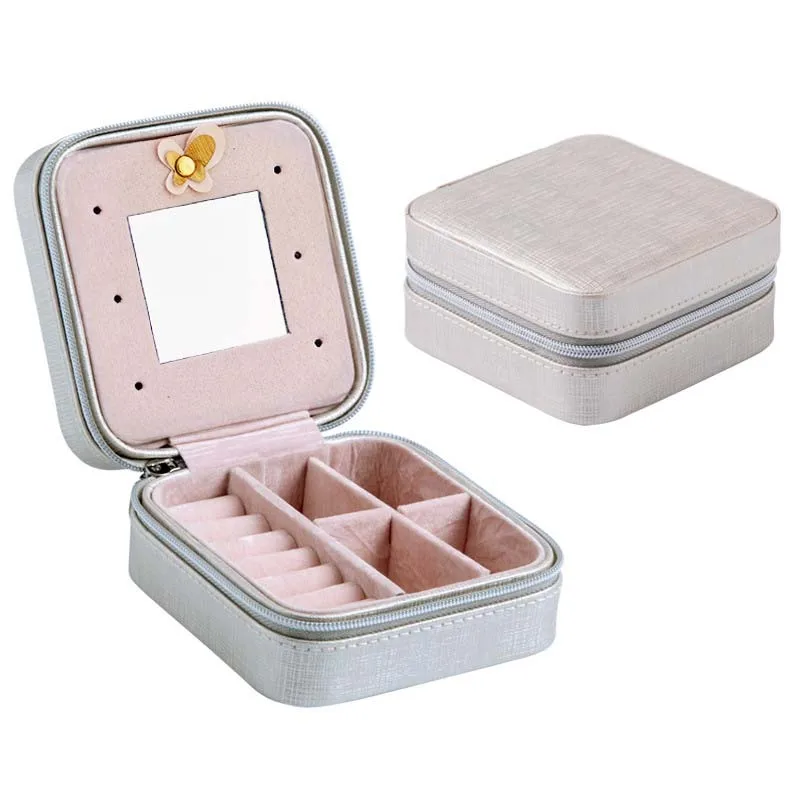 LASPEAL Автоматическая трехслойная кожаная шкатулка для хранения ювелирных изделий, коробка для женщин, серьга, кольцо, шкатулка для украшений, косметический Органайзер - Цвет: 10x10x5.5cm sliver