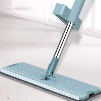 

Free Hand Washing Flat Mop Magic Mop 360° Rotating Microfiber Kitchen Floor Mop Silicone Scraper Home House Office Cleaning Tool