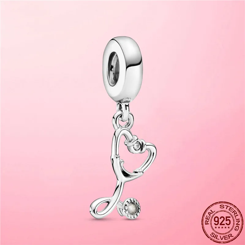 Подвеска-стетоскоп в виде сердца из серебра 2020 пробы для браслета | Украшения и