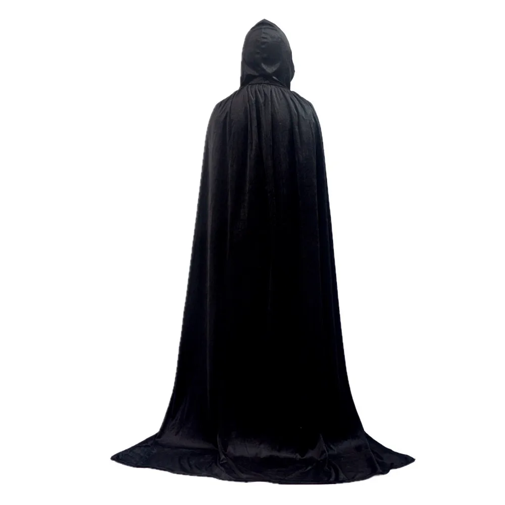 Halloween Unisex Cosplay Death Cape Long Hooded Cloak Wizard Witch Medieval Cape 