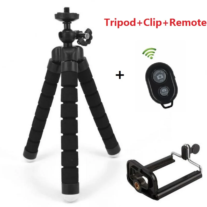black with remote Гибкий мини-штатив Гибкий штатив для телефона с зажимом для телефона мини-штатив для смартфона и камеры гибкий мини-штатив - Цвет: black with remote