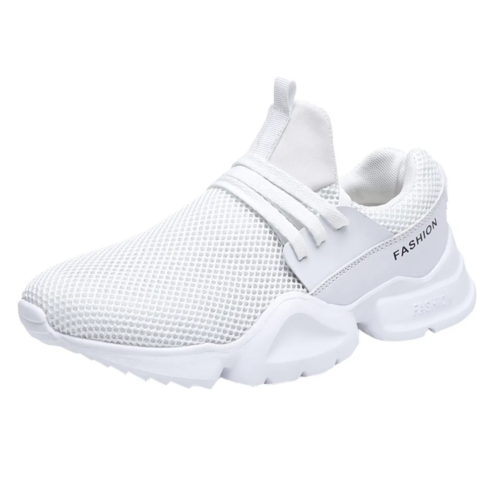 White MUQGEW Casual Men‘s Shoes Lace-Up Sport Running Shoe Wear Resistant Light Breathable Sneaker Zapatillas Hombre Casual New - Цвет: White