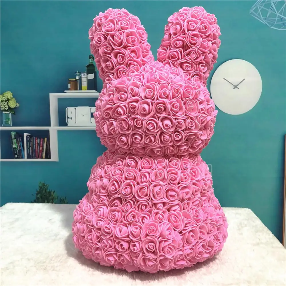 Valentines Day Gift 35cm Rose Rabbit Rose Flower Artificial Decoration Valentine Day Birthday Party Wedding Decoration Gift