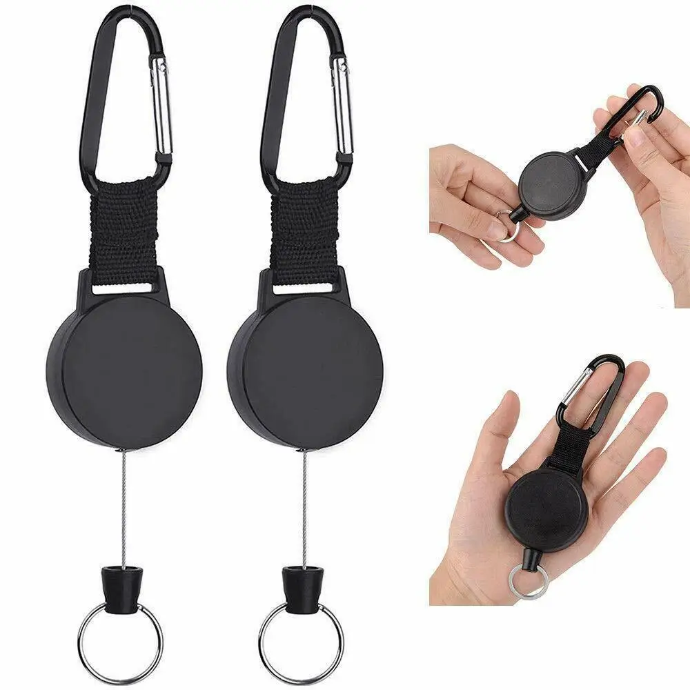 Carabiner Climbing Plastic Nylon Rope High Elastic Tension Telescopic Keychain ABS Easy To Pull Carabiner For Keys Multitool