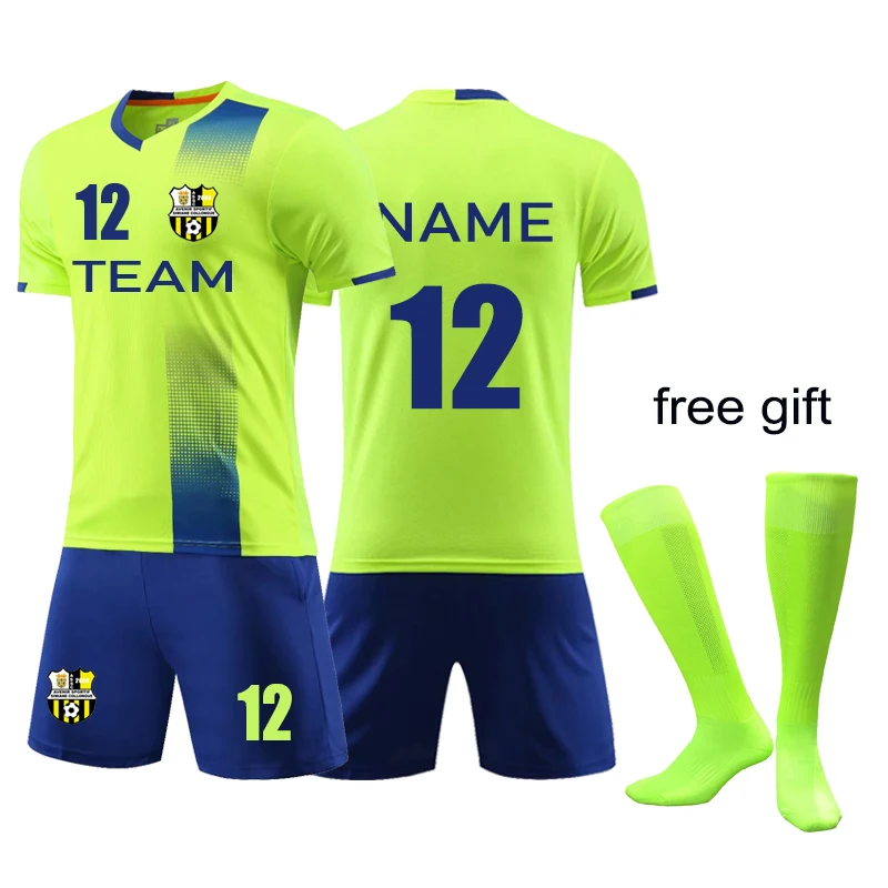 

2019 New Football Team Jerseys Uniform Sport Kits For Men and Kid Running Training Football Tracksuit Short Sleeve gift socks