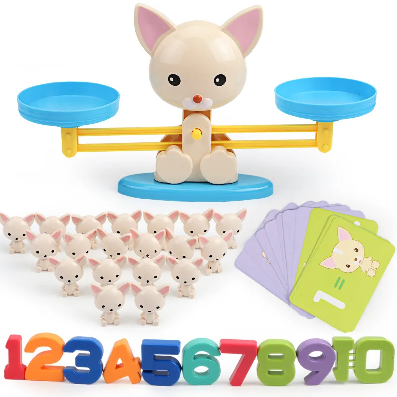 Math Match Game Board Toys Monkey Cat Digital Balance Scale Toy Kids Educational Learning Toy Add Subtract Math Toys 8