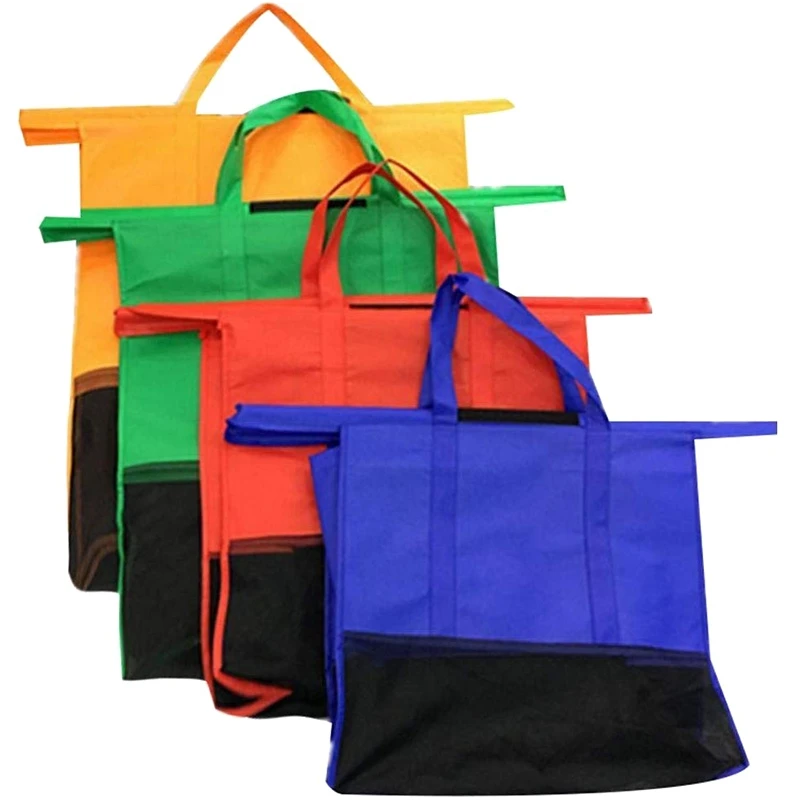 

Supermarket Trolley Shopping Bag Reusable Shopping Bag Non-Woven Folding Cart Hanging Bag Four-In-One Suit