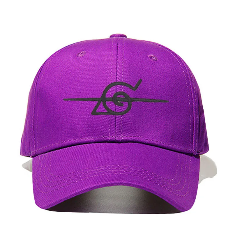 purple black Новая бейсболка «Наруто» Uchiha Uzumaki логотип бейсболка из хлопка Бейсболка для мужчин женщин хип хоп папа Черные Шляпы Прямая - Цвет: purple black