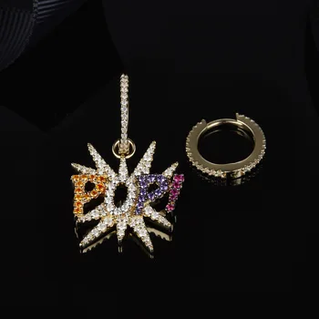 

S925 pure silver high-end micro inlay asymmetric music Earrings