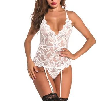 

Sexy Bras Women Lace V-Neck Lingerie Jumpsuit Bodysuit Sleepwear Sexy Lingerie Underwear @7