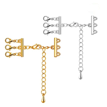 

2 Sets Multi Strand Clasps with Lobster Clasps Extender Chain Necklace Bracelet Connectors for DIY Jewelry Making Findings