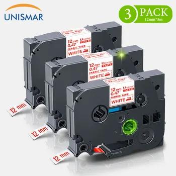 

Unismar TZ-FA3R Fabric Iron-on TZe Tape for Brother TZe-FA3R 12mm*3m Red on White Replace for Brother P-touch Label Printing 3PK