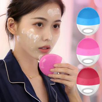

Multi-Functional Ultrasonic Facial Cleaning Brush Rechargeable Silicone Cleansing Massage Washing Machine Facial Skin Care Tools