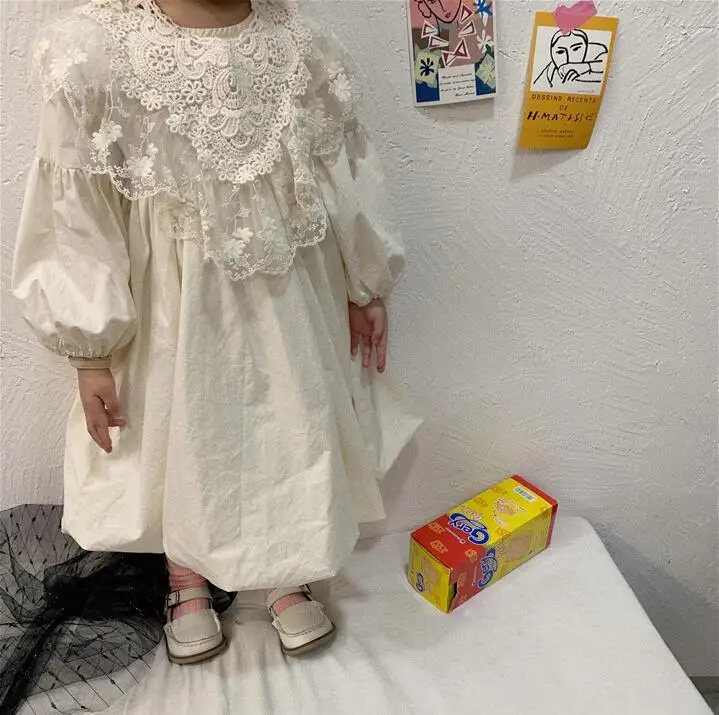 Г. Весеннее хлопковое праздничное платье феи для девочек; платье принцессы со съемным кружевным воротником; детское милое платье; 6 шт/лот;