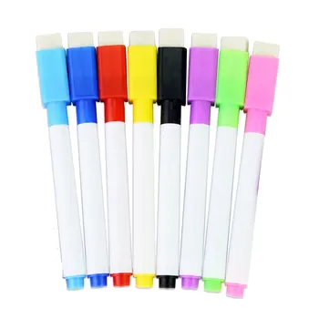 

School Teaching Colorful Whiteboard Pen Dry Markers Built-in-Eraser Eraseable