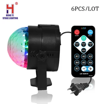 

Mini 3W RGB crystal Magic Ball Led Stage Lamp DJ KTV Laser Light Party Lights Sound Remote Control Suitable for disco 6psc/lot