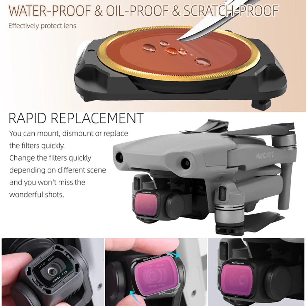 Sunnylife Mavic Air 2 фильтры для объектива камеры UV CPL ND4 NDPL Профессиональный фильтр DJI Air2