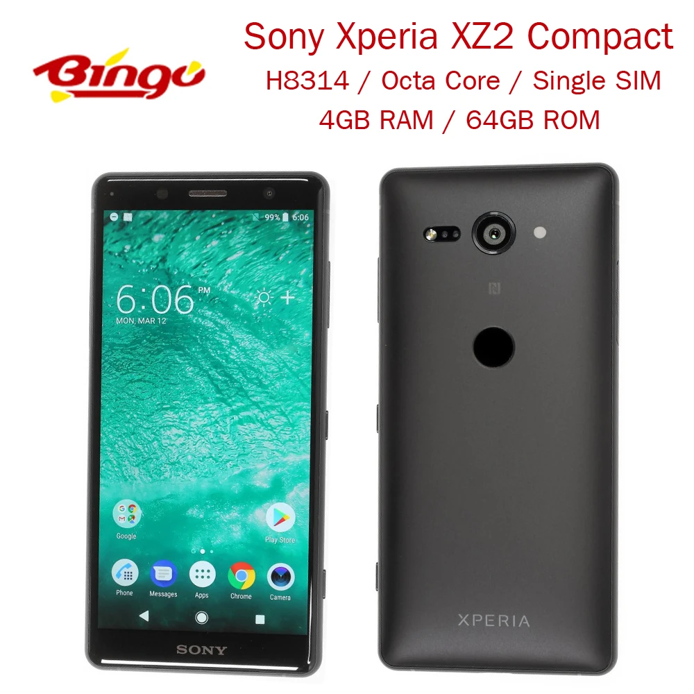 Оригинальный разблокированный мобильный телефон sony Xperia XZ2 Compact H8314 с одной