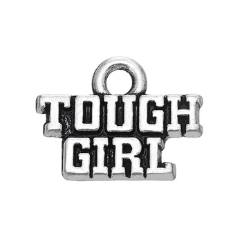 

10pcs Charms Tough Girl 15.4x11.8mm Antique Silver Color Pendant Tough Girl Charms For Jewelry Making Jewelry Findings