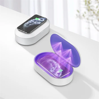 

2-in-1 Wireless Charger Disinfection Box UV Ozone Sterilization Box for Smartphones Earphones Keys 15W Fast Wireless Charger