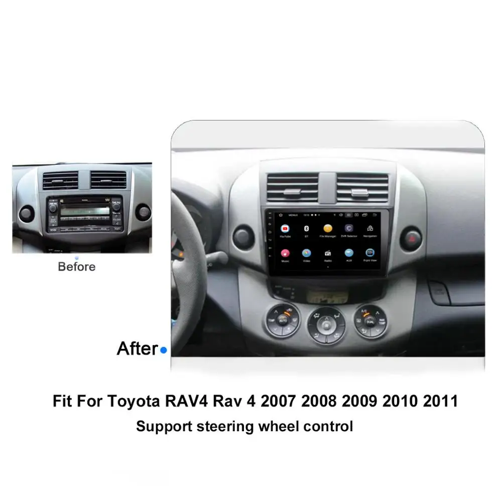 Cheap FUNROVER 2.5D+IPS Car DVD GPS Navigation palyer Android 9.0 Car DVD Player for toyota rav4 2007 2008 2009 2010 2011 car radio bt 1