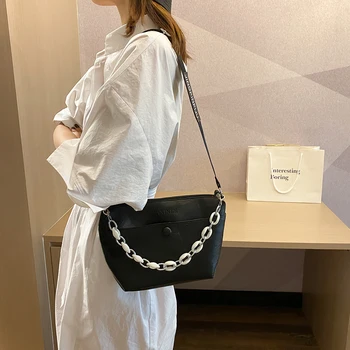 

PU Leather Crossbody Bags For Women 2020 Summer Shoulder Cross Body Bag Solid Color Chain Small Ladies Handbags