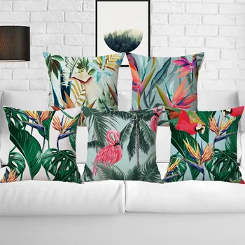 

45x45 Colored Leaves Pillow Case Cushion Cover Linen Home Decor Pillowcase Decorative Pillows For Sofa Christmas Pillow Cases