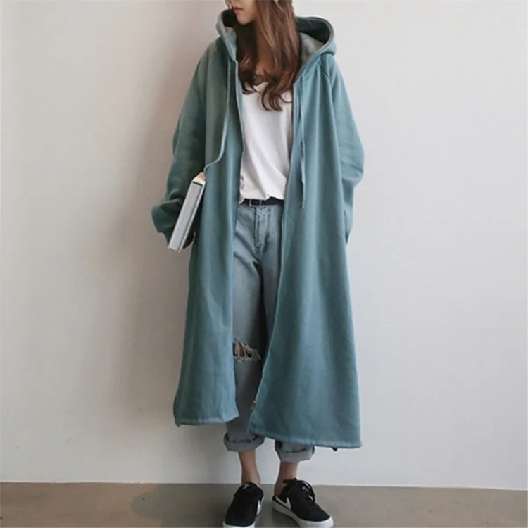 Mazefeng Autumn Winter Women Jackets Hooded Zipper Prairie Chic Fashionable Korean Style Elegant Casual Long Coat Outerwear