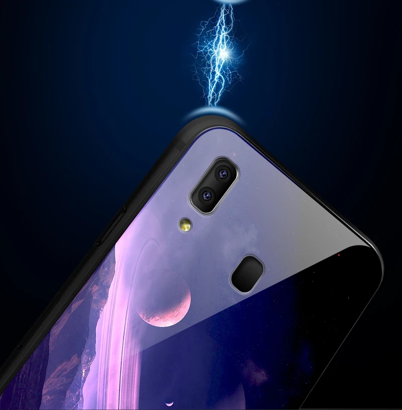 Для samsung Galaxy A10 A20 A30 A40 A50 A6S A70 A8S A80 A90 закаленное Стекло крышка J4Plus M10 M20 M30 Note9 звезда Окрашенные чехол для телефона