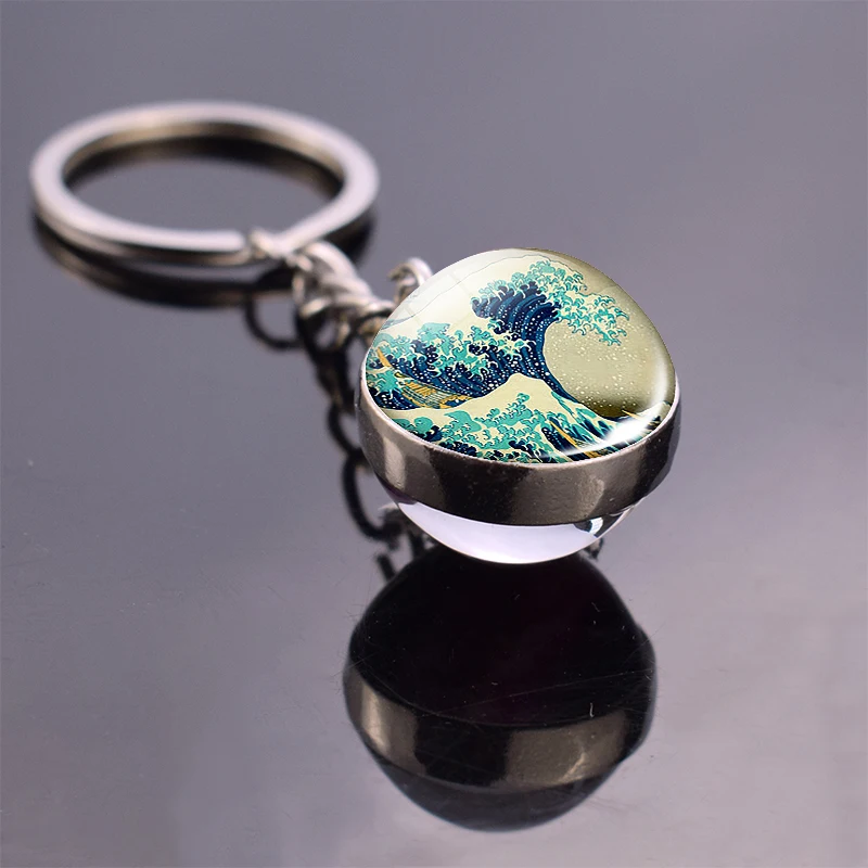 as show Sea Turtle Dolphin Seashells Glass Ball Keychain Glass Ball Cabochon Jewelry Keyring Ocean Souvenir Pendant Gifts Dropshipping - Цвет: as show