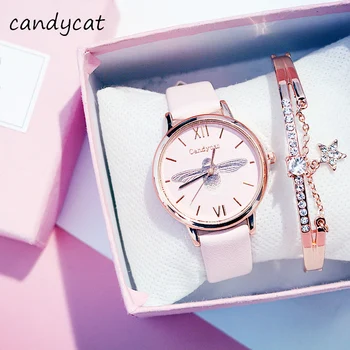 

candycat Ladies Watches Ins Harajuku Wind France Niche Waterproof Atmospheric Fashion Students Bee Exquisite Women's Watch
