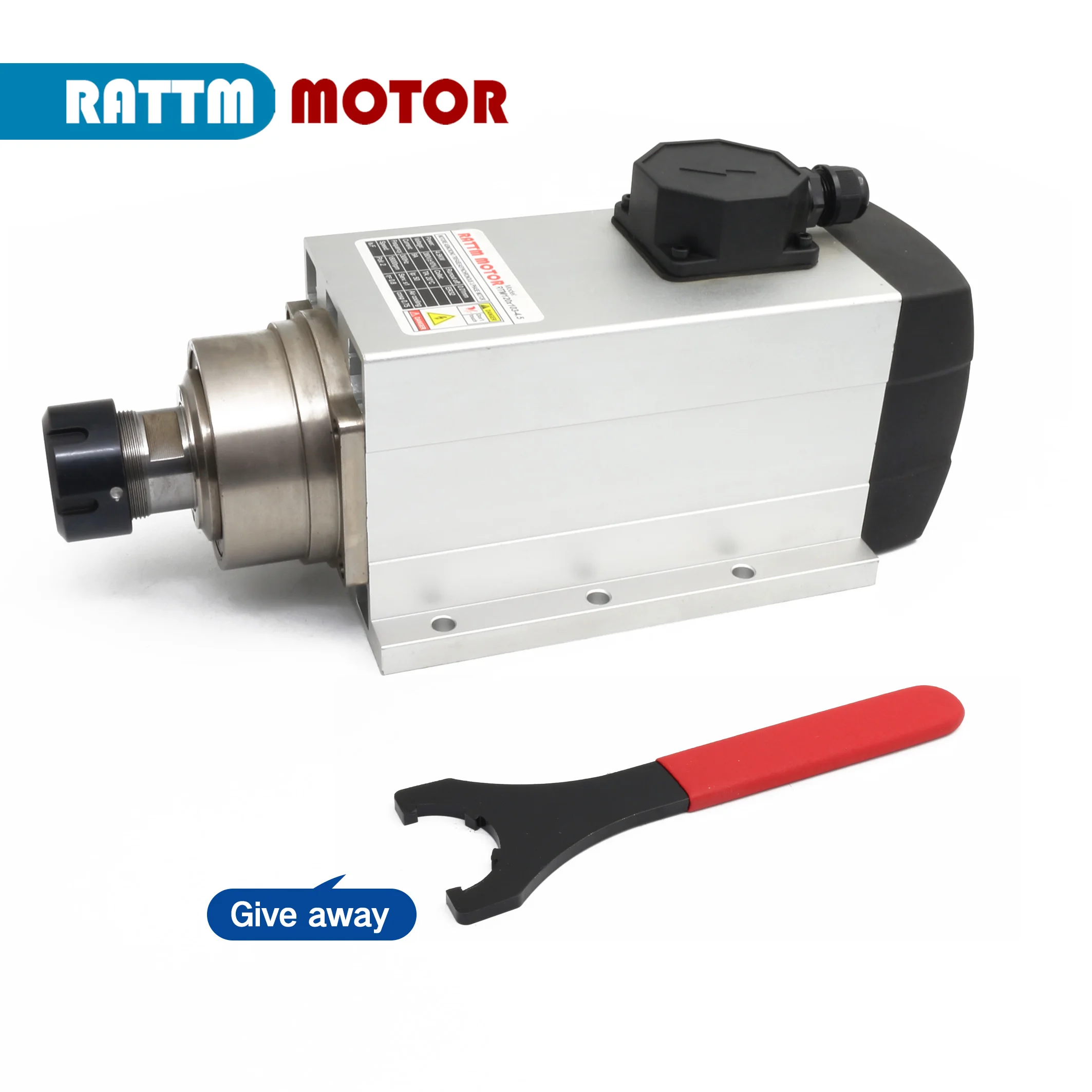 

【EU Stock】4.5Kw ER32 Square Air Cooled Spindle Motor Runout-off 0.01mm 9A 300Hz 18000RPM 380V for CNC Engraving Router Machine