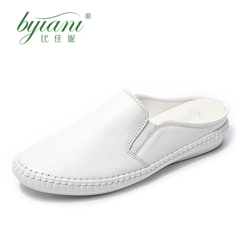 

2019 Summer New Style Flat Hollow out White Shoes Women's Korean-style Versatile Closed-toe ban tuo xie Women's Outer Wear Casua