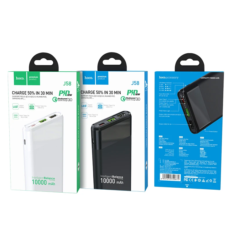 Внешний аккумулятор HOCO Mini на 10000 мА · ч 18 Вт USB Type C|Внешние аккумуляторы| |