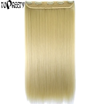 

TOPREETY Heat Resistant B5 Synthetic Hair Fiber 130gr Straight 5 Clips on clip in Hair Extensions 5016