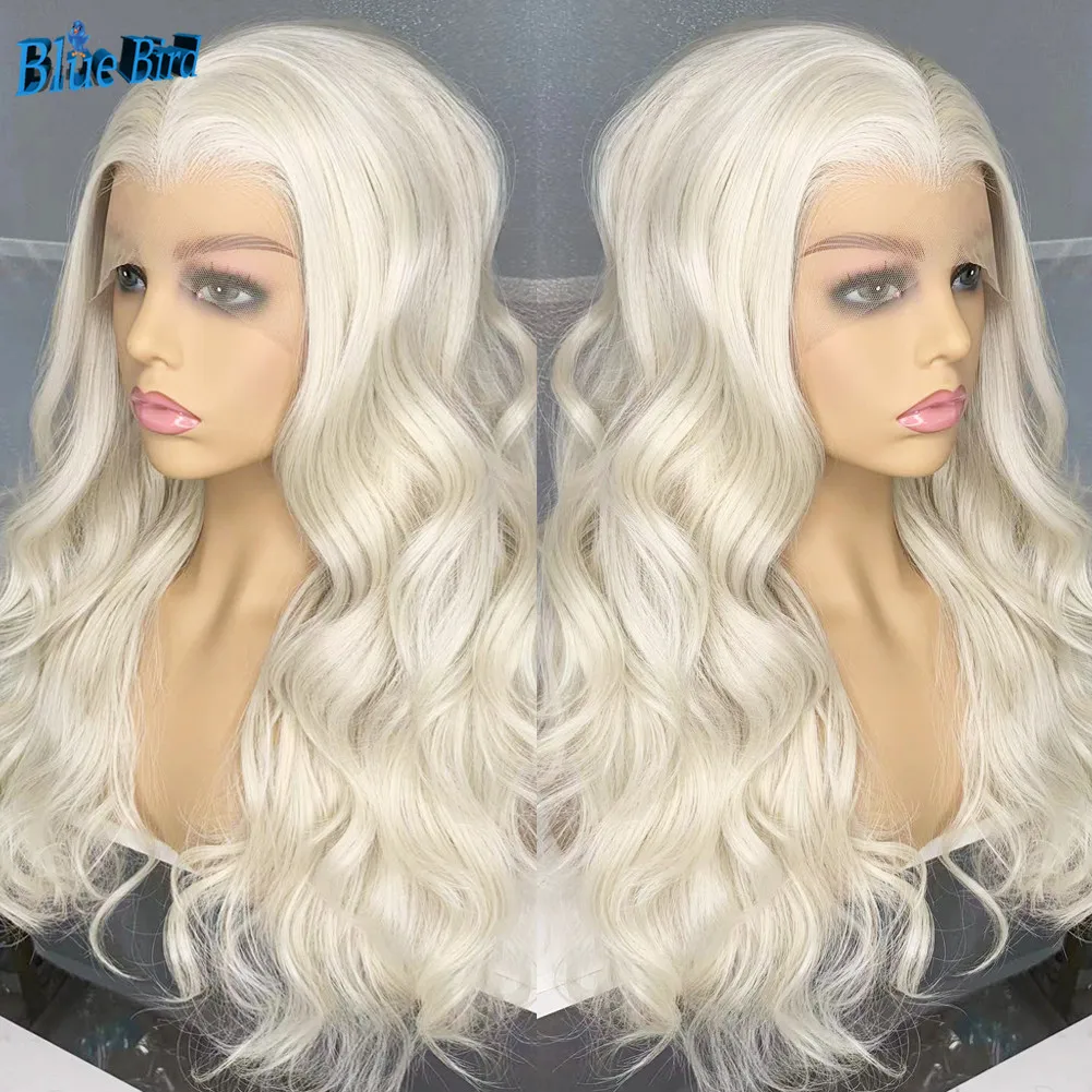 BlueBird длинные волнистые светлые футуристические волосы 13x4 синтетический