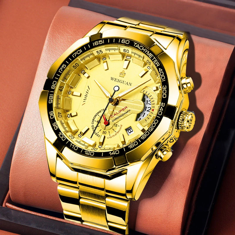 Reloj de pulsera de cuarzo para hombre, cronógrafo masculino, de lujo, con calendario, elegante, de negocios, luminoso, resistente al agua - Imagen 3