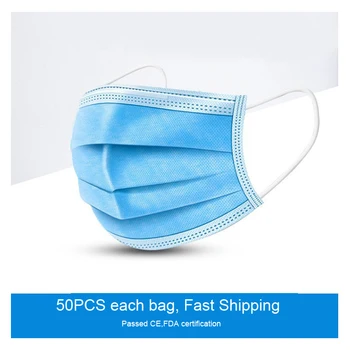 

50pcs Anti-Dust Dustproof Disposable Earloop Mouth Masks Facial Protective Cover mascherine