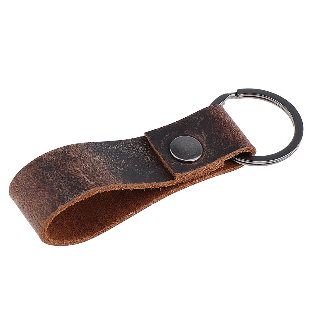 1 Piece  7.5cm*2cm Fashion Leather Key Chain top grade genuine leather Car Key Ring Keyfob Men's Accessory
