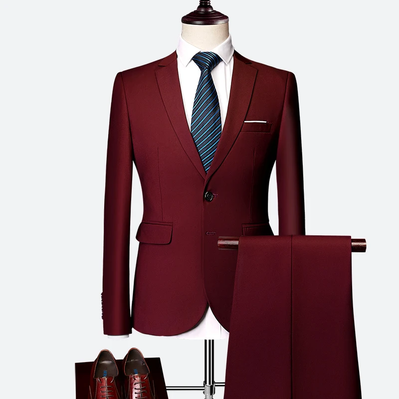 Classic Men's Suit Set 2019 High-end Customized Solid Color Slim Business Dress Groom Wedding Clothing High Quality Tuxedo /2pcs Classic Men's Suit Set 2019 High-end Customized Solid Color Slim Business Dress Groom Wedding Clothing High Quality Tuxedo /2pcs