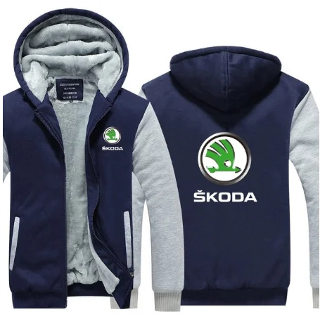 M-5XL плюс бархат утолщаются мужской для Skoda Толстовка Мужское зимнее пальто размера плюс 5 цветов куртки v
