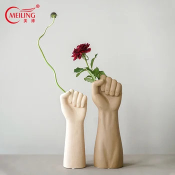 

CREATIVE CERAMIC FIST VASE HANDMADE ART HAND SHAPE FLOWER VASES COLLECTIBLE DECORATION HOME LIVING ROOM OFFICE HOTEL PLANT STAND