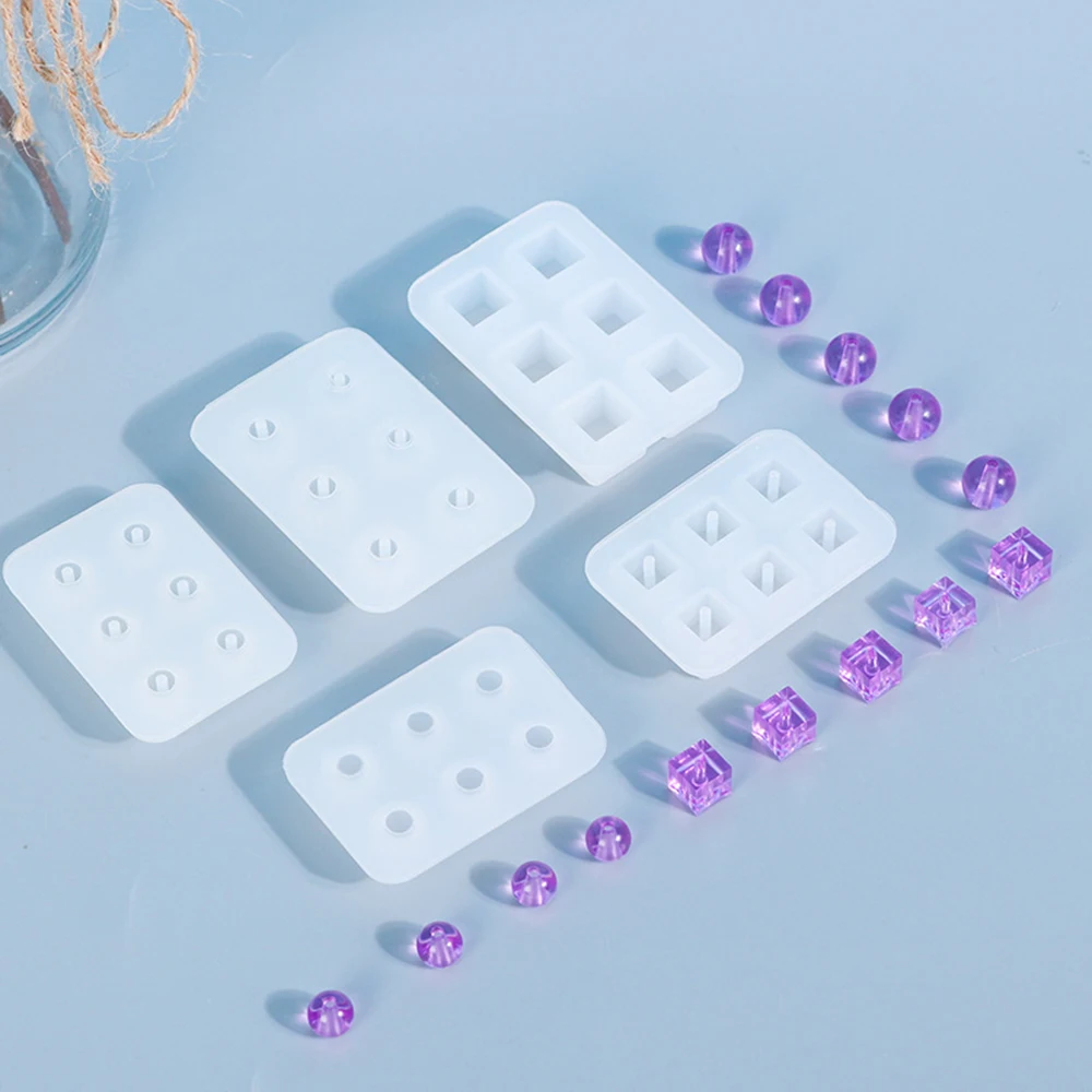 1pcs Epoxy Resin Mold 6 Grid Ball Earrings Bracelet Making Silicone Mold DIY Jewelry Accessories Crafts Tools Round Square Beads transparent rectangle silicone bead mould square ball 6 hanging holes diy crafts epoxy mold resin molds for jewelry making tools