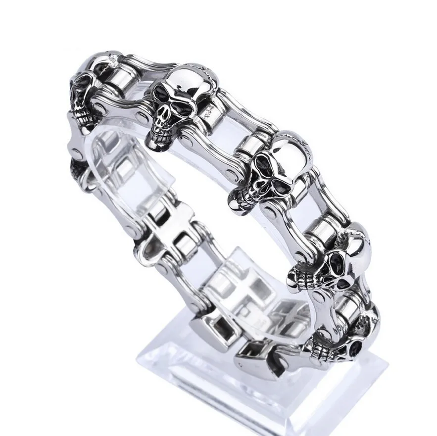 

Bike cycling fashion skull titanium stainless steel bracelet bracelet 316L