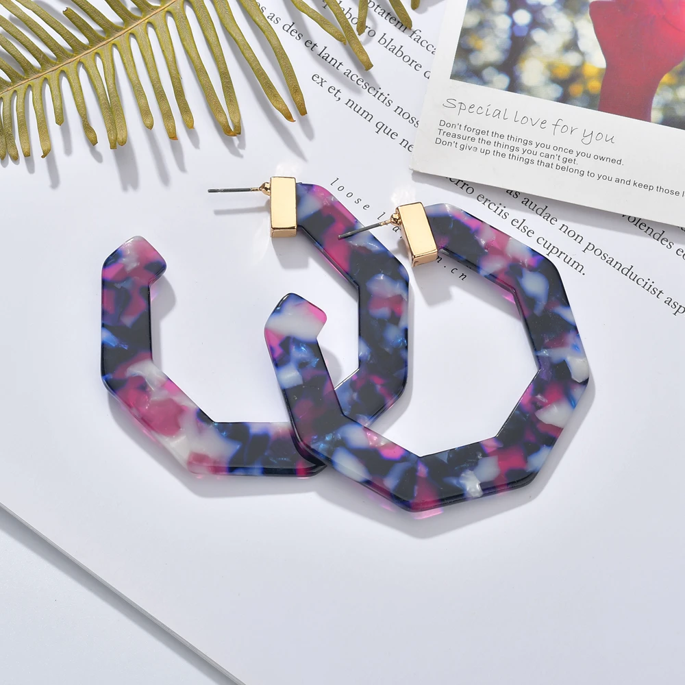New Tortoiseshell Resin Alloy Ring Earrings Bohemian Acrylic Combination Circles Exquisite For Women Factory Wholesale | Украшения и